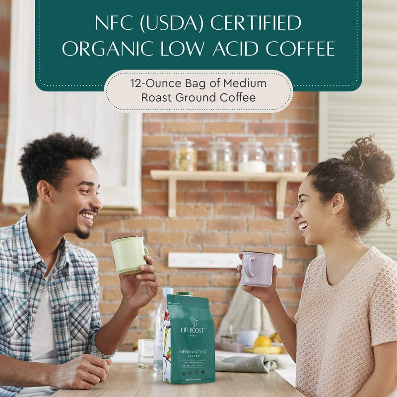 Lifeboost Coffee Ground Medium Roast Coffee - Low Acid Single Origin USDA Organic Coffee - Non-GMO Ground Coffee Third Party Tested For Mycotoxins & Pesticides - 12 Ounces - Image 5